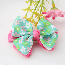 Small Bow Hairgrips Sweet Baby Girls Solid Printing Floral Wrap Safety Hair Clips Kids Barrettes Hairpins Hollow Ribbon Headwear