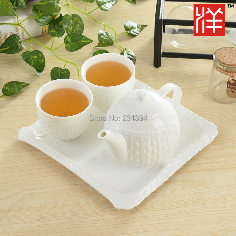 High grade bone china Drinkware Coffee Tea Set Wool relief process Ceramic teapot coffee pot Gift