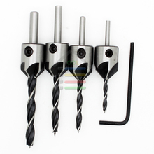 4pc/Set HSS Countersink Power Tool Drill Bits 5 flutes Woodworking Chamfer Industrial Chamfering Bit Reamer Wood Hole