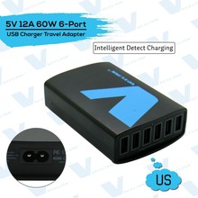 10pcs/lot Wholesale 60W 12A 6 Port USB Wall Charger Power Adapter For Samsung Tablet iPhone 6S_DHL