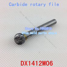 Acero de tungsteno de rectificado de cabeza rotary rebabas de metal duro archivo rotativo desbarbado con un archivo de la cabeza 14 mm modelo DX1412M06