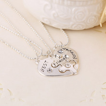 2015 New Style Broken Heart 3 Parts Pendant Best Friend Forever Necklace For Women Wholesale Jewelry