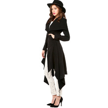 Aierwill Fan Yanwei hem Lapel waist double pocket long coat jacket