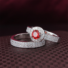 Ruby CZ Diamond Ring Sets Wedding Ring 925 Silver Ring Accessory For Women Vintage Bijoux Bague