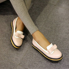 The spring and summer of 2015 British flat shoes retro Oxford pastoral wind round bow women shoe