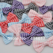 100pcs U Pick Tartan plaid Ribbon Bows flower Appliques craft Lots mix A074