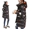 7 14 days To Moscow Women Coat Slim Lady Hooded Jacket With Star Print Regular Length