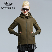 Foxqueen 2016 Spring New Women Long Jacket Hooded Padded Cotton Coat High Quality Thin Bomber Jacket