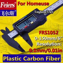 Envío gratis 6 pulgadas digital Electronic vernier caliper micrómetro gauge / medición 0 – 150 mm / plástico Material de fibra de carbono
