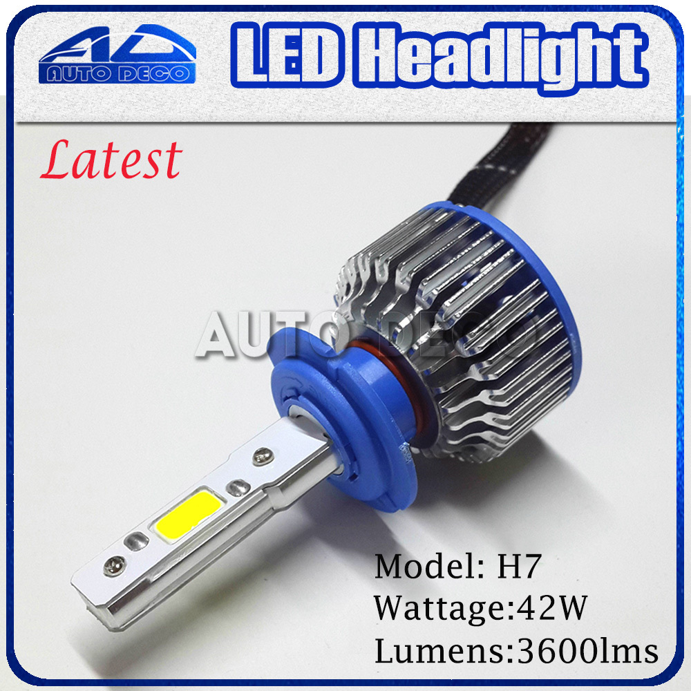 Фотография Super Bright 2x42W Latest High Quality CANBUS Car COB 2x42W LED Lamp 3600LM Auto H7 Headlight kits 4th Generation  Freeshipping