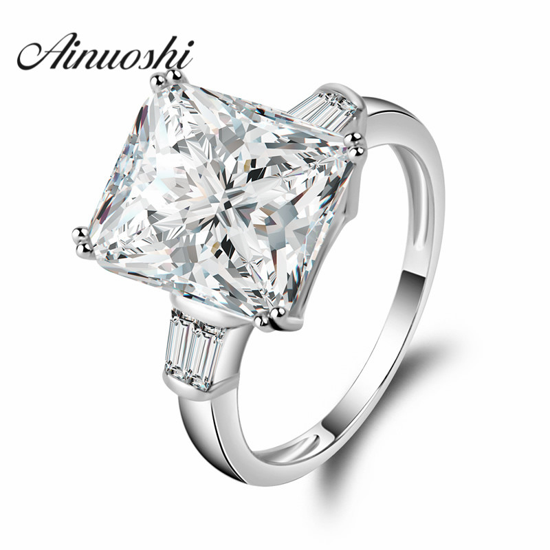 5ct big square rings rectangle cut princess ring 925 solid sterling silver gorgeous jewellry western style aneis wedding rings - Western Style Wedding Rings 5ct big square rings rectangle cut princess ring 925 solid sterling silver gorgeous jewellry western style aneis wedding rings - Western Style Wedding Rings