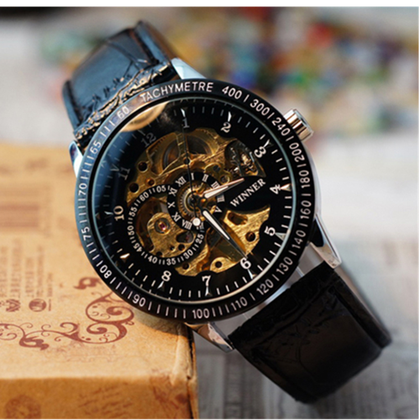 Creative Fashion Mechanical Watch Men Hollow Skeleton Mechanical Stainless Steel Watch