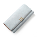 Trendy Fashion Tri fold Purse Women Korean Style Simple Solid Color Long Wallet Practical Multi functional