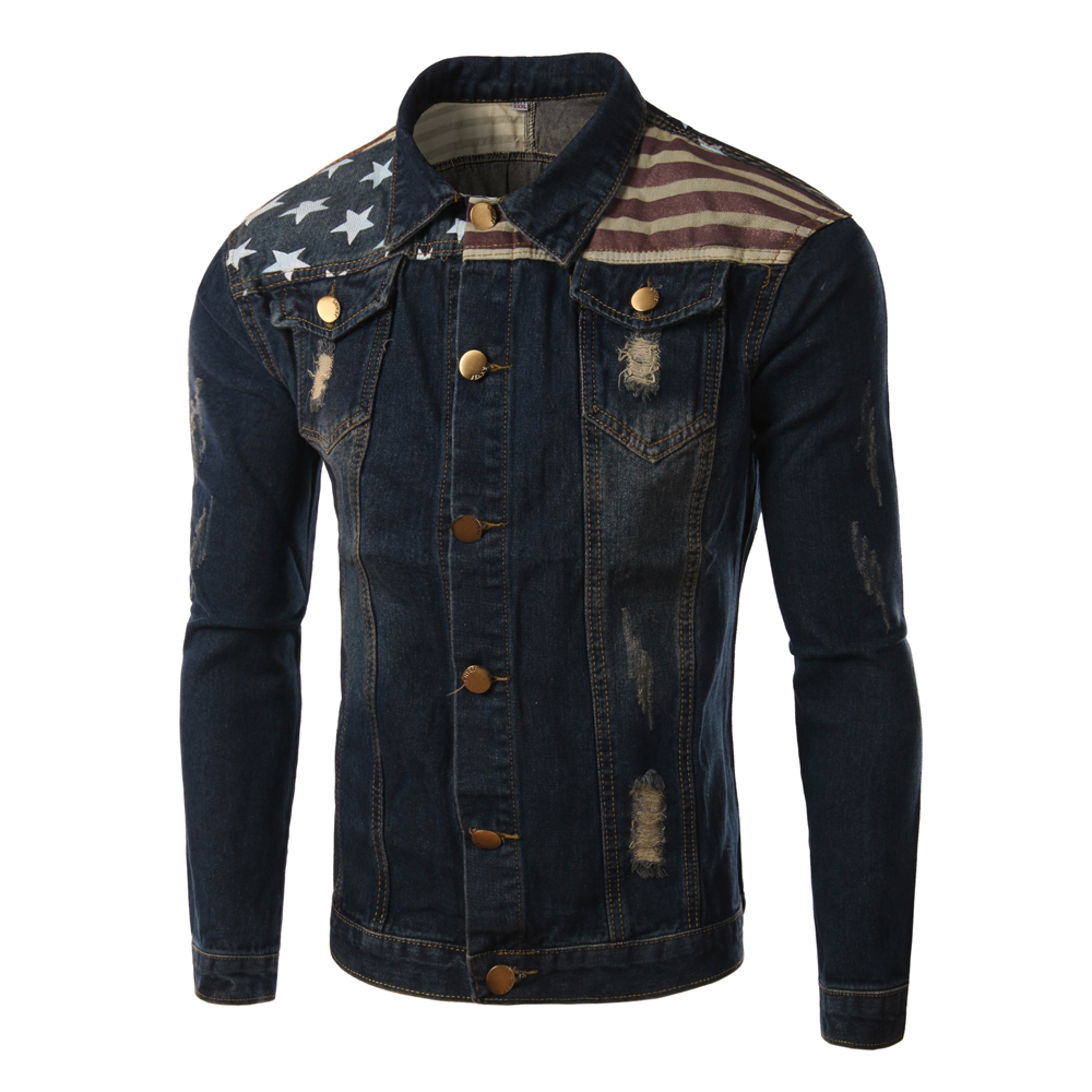 brand denim jacket 2016 fashion american flag brand denim jacket 2016 fashion american flag