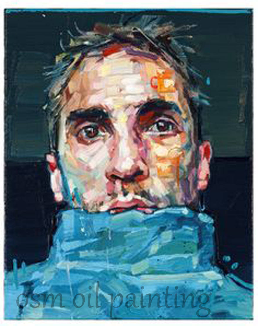 Abstract Knife Man Portrait Oil Painting On Canvas Artist Hand