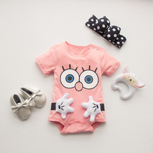 cartoon100%Cotton Short Sleeve Clothing Similar Jumpsuit Printed Baby Boy Girl Bodysuits 2016 baby girl boy clothes