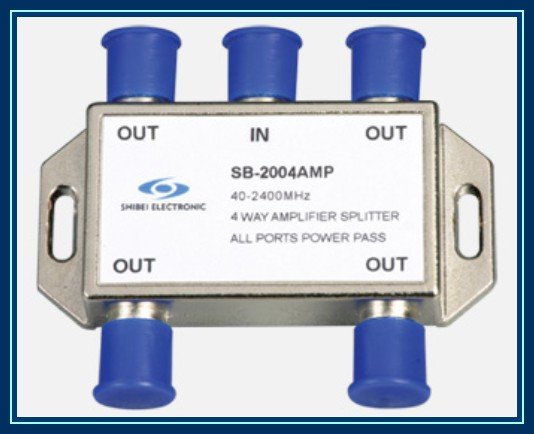 5PCS Lot 4 way SAT signal amplifier splitter SB 2004AMP all ports single way passing current