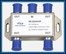 5PCS/Lot 4-way SAT signal amplifier splitter, SB-2004AMP all ports single way passing current, Free Shipping