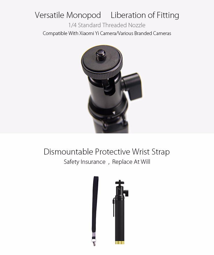 Original Xiaomi Alluminum Alloy Self Timer Monopod Selfie Stick For Xiaomi Yi Action Camera 188084 15