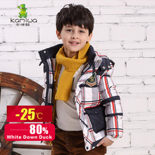 KAMIWA 2016 Boys Plaid Printing Winter White Duck Down Coats Thickening Parkas Jackets Brand Hooded Children’s Kids Clothing