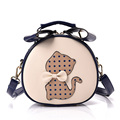 Contrast Color Bowknot Spotted Cat Circular Bag Ladies MINI Messenger Bag Cheap Stylish Women Exquisite Hand