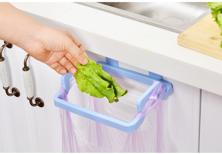 Portable Door Garbage Trash Bag Box Can Rack Plastic Hanging Holder Kitchen Tool 