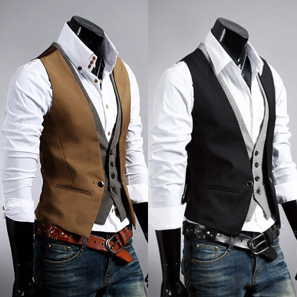 Hot Sale Most Popular Men Korean Fashionable Slim Fit Suits Men&#39;s Slim Vest Suit Style Double ...