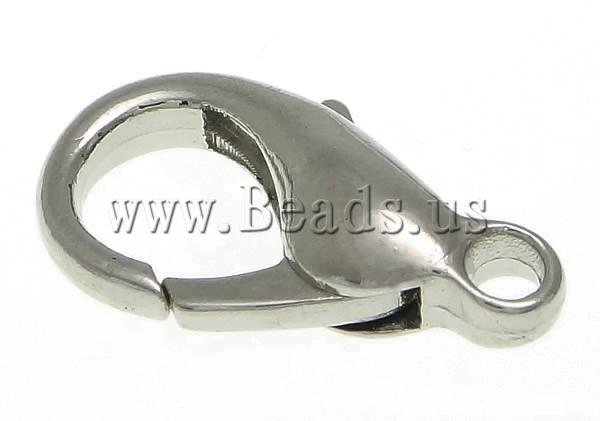 Free shipping!!!Zinc Alloy Lobster Clasp,Jewellery, platinum color plated, nickel, lead & cadmium free, 7.50x14x3.80mm