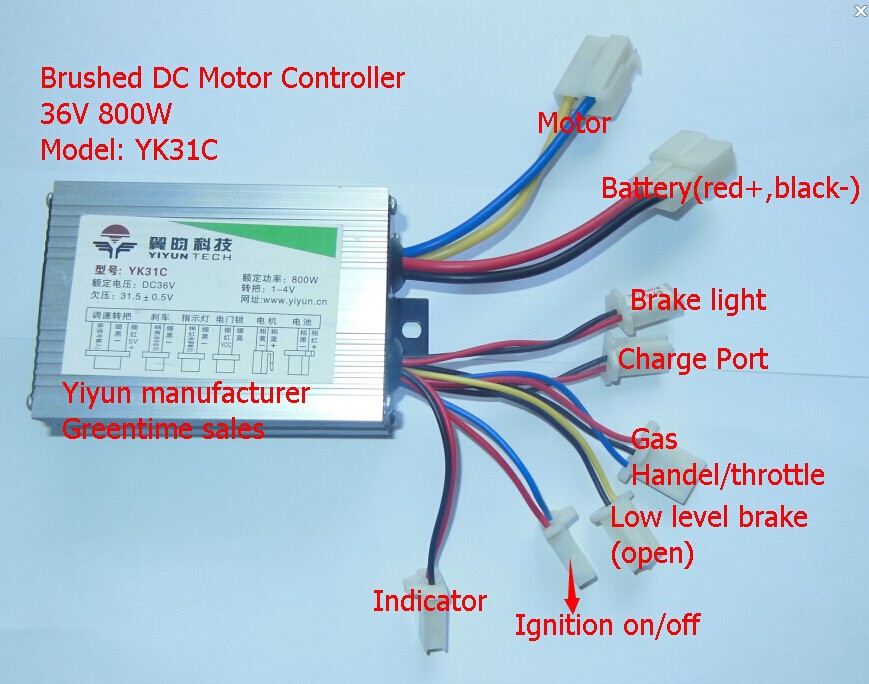 36v800w Electric Bicycle Brush Motor Controller Electric Scooter E Bike Brushed Speed Controller