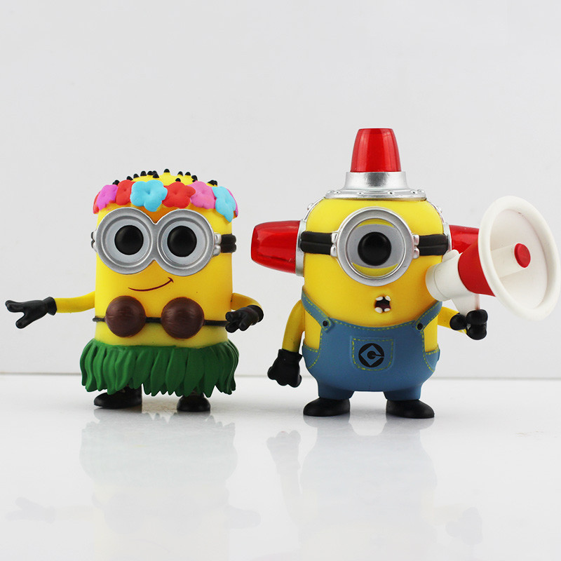 EMS 60pcs POP Despicable me Hula Minion and Fire Alarm Minion PVC Figure Toy With Box Gift For Children Wholesale
