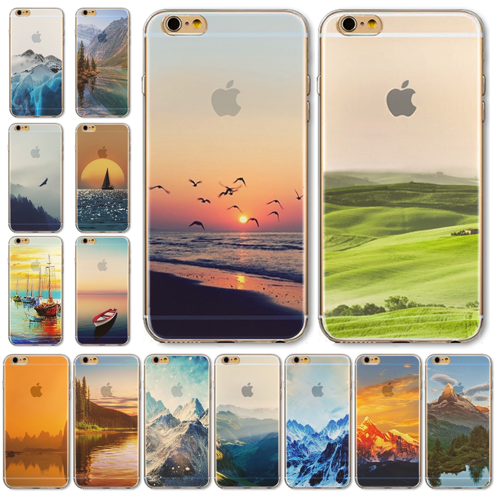 Free Shipping Newest Soft Semi Transparent Colorful Design Case Cover For iPhone 6 6S WHD1440 1