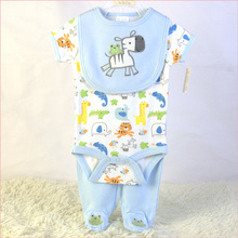 cute baby boy clothing set bodysuits pants bibs suit 100% cotton cute newborn bodies with donkey and frog and animal character