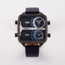 2015 Top marca de lujo Reloj Oulm 3377 Hombre Dobule zona horaria del ejército militar Reloj japón Movt cuarzo Reloj de Hombre deportes Reloj