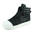 2016 Winter High Top Men Casual Shoes Fashion Style PU Leather Rubber Bottom Zipper Flat Shoes
