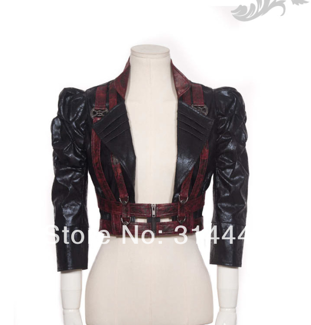 RQ-BL Women Steampunk Sexy Short Leather Jacket sp...