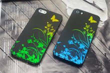 For iphone 5 5S Back Case with Butterfly Gradient Flower Hard PC Cover 