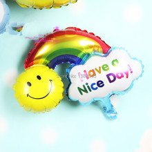 Recién llegado de colores del arco iris en forma de Have a Nice Day helio Foil globos Kids Birthday decoraciones del banquete de boda