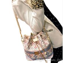 National Women Canvas Bags Drawstring Geometric Plaid Shoulder Bag Vintage College School Casual Crossbody Bags Girls