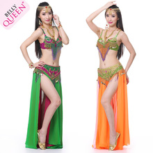 2015 brand Belly Dance Costume scrunchy Indian Dress Bellydance Dress Womens Belly Dancing Costume Exercise 3pcs/set 2 Color