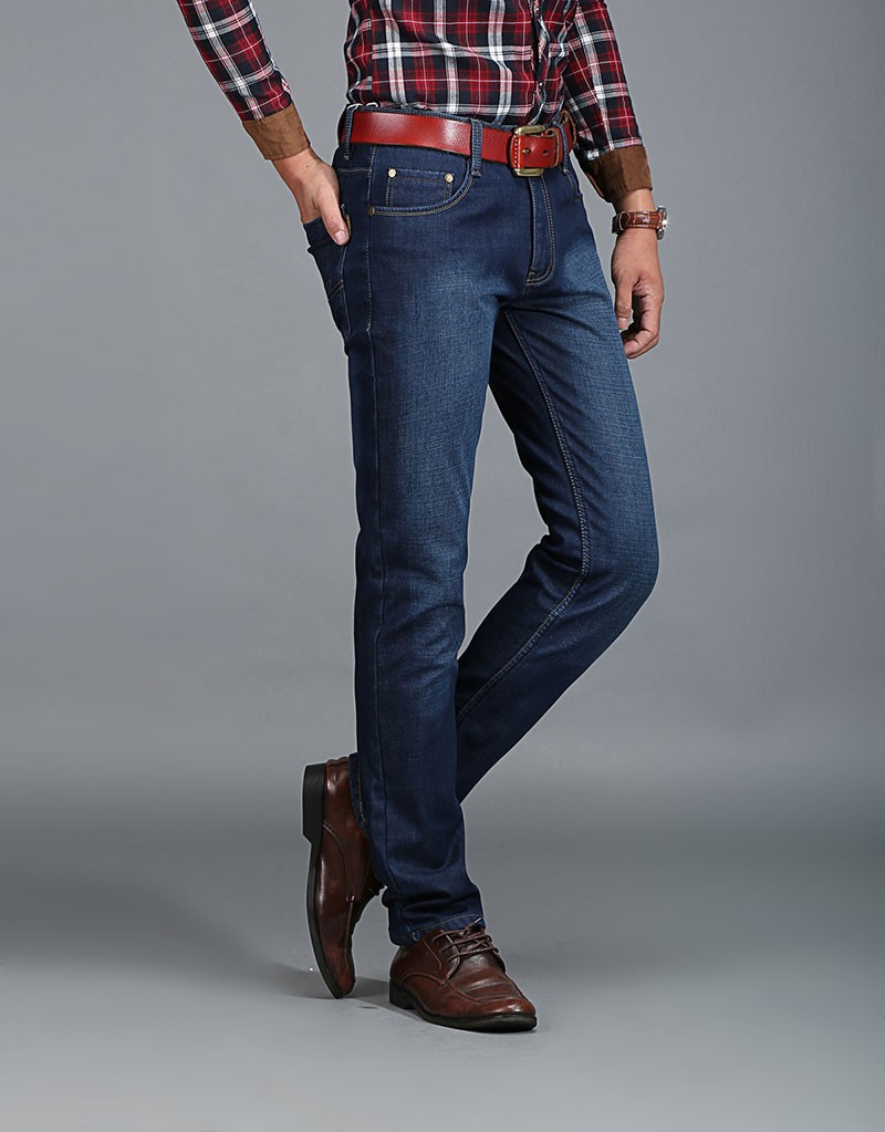 2015 Autumn Winter Fleece Men Jeans High Quality Casual Blue Mid Waist Straight Denim Jeans Long Pants Plus Size AFS JEEP 30~42 (22)