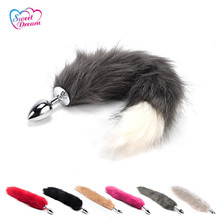 Adult Artificial Animal Tail Butt Plug Fox Tail Anal Sex Toys Metal Butt Plug Role Play Sex Toys For Woman Sex Products DW-107