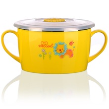 Leakproof Child Stainless Steel Bowl With Color Box Baby Feeding Bowl With Cover Food Container Rice For Toddlers