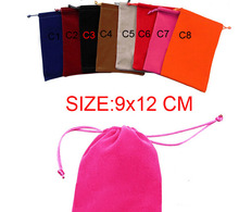Free shipping 50Pcs 9×12 cm Drawstring velvet Pouch/Jewelry Bag gift bag