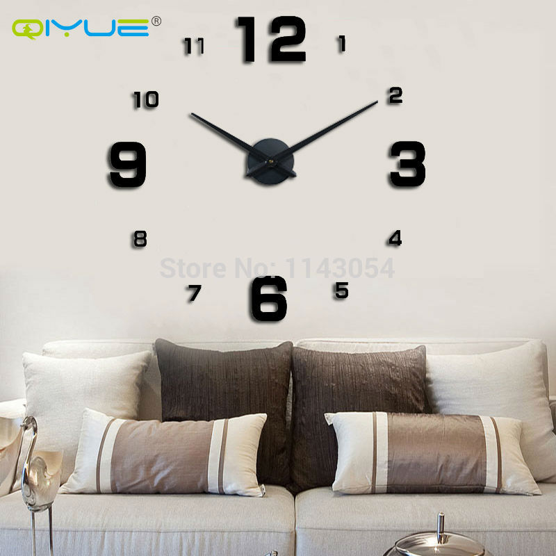 QIYUE Home decoration black digital diy wall clock Modern design big wall sticker wall clocks wall watch unique gift W005B