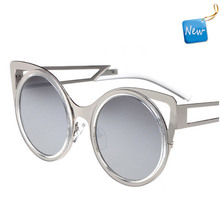 Metal sunglasses Luxury retro women s Colorful film Cat ears New 2015 fashion vintage Big