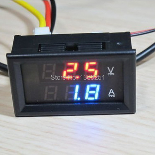 Free Shipping DC 0 100V 10A Blue Red LED Volt Amp Monitor Meter Car Voltmeter Ammeter