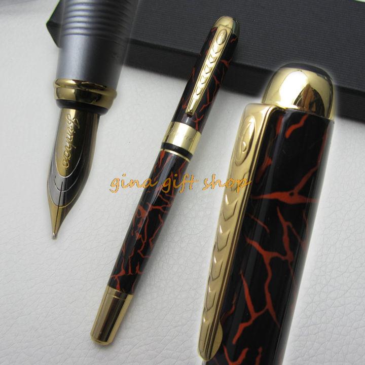 Fountain Pen Jinhao Claret and Golden Medium Nib with gift box J1031