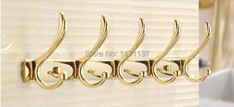 high quality Stainless steel base,zinc alloy hooks,gold plating Wall Mount 4-6 Hooks robe hook bathroom kitchen products