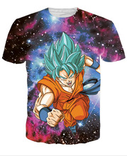 Super Saiyan God Goku Blue Hair 3D Print T-shirt Dragon Ball Super Manga Casual Summer Tee Saiyan Beyond God Short Homme Tops