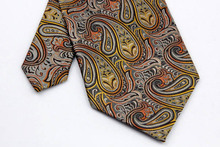 NT0283 Gray Orange Paisley Man s Classic Business Wedding Party Tie Fashion Luxury Jacquard Woven Silk